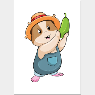 Hamster as Farmer with Zucchini Posters and Art